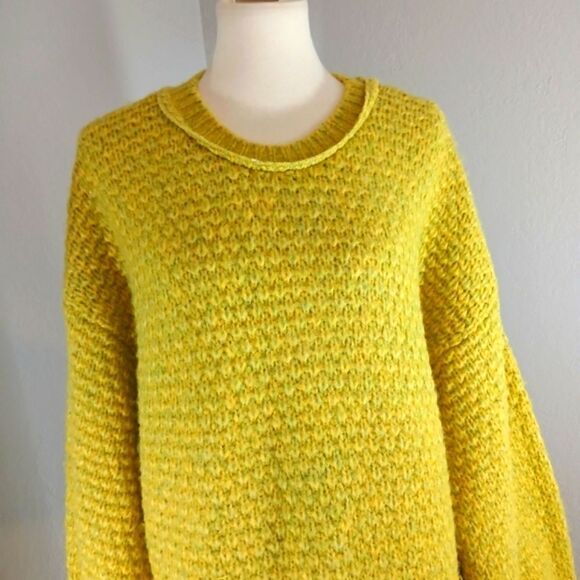 Free People Lemon Yellow/Green Oversized Knit Sweater Size Small - Picture 5 of 9